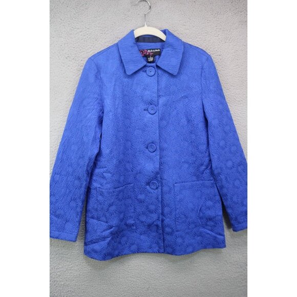 Peck & Peck Royal Blue Button Up Jacket-Pockets-Size Small - Picture 1 of 13